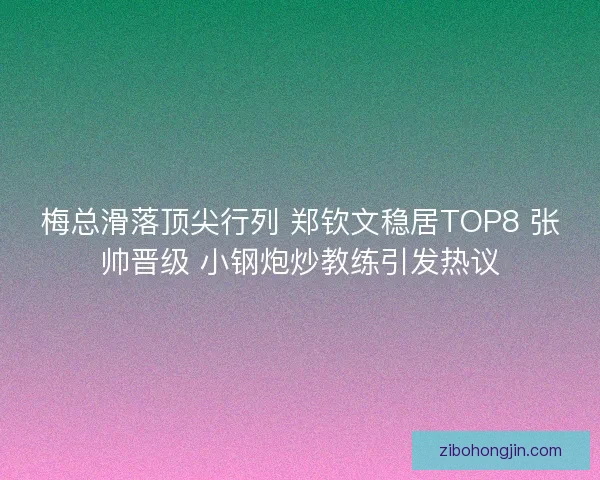 梅总滑落顶尖行列 郑钦文稳居TOP8 张帅晋级 小钢炮炒教练引发热议