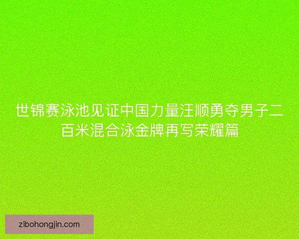 世锦赛泳池见证中国力量汪顺勇夺男子二百米混合泳金牌再写荣耀篇 世锦赛泳池见证中国力量汪顺勇夺男子二百米混合泳金牌再写荣耀篇